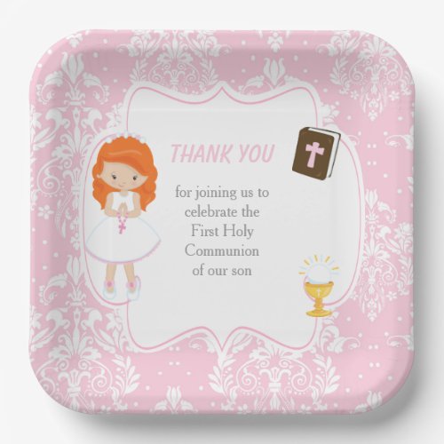 First Communion Red Hair Girl Thank You