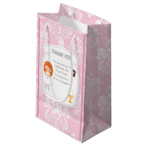 First Communion Red Hair Girl Thank You Small Gift Bag