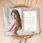 First Communion Rose Gold Glitter Photo Thank You Postcard<br><div class="desc">Rose gold glitter ombre first holy communion photo thank you card. Personalize with your special photo and thank you message in chic gold lettering on this modern elegant design. Designed by Thisisnotme©</div>