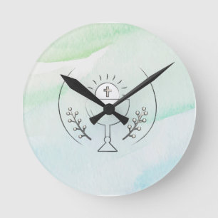 First Communion Round Clock