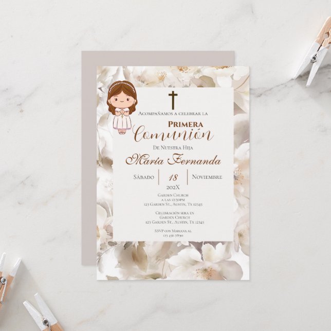 First Communion Spanish Invitation (Front/Back In Situ)