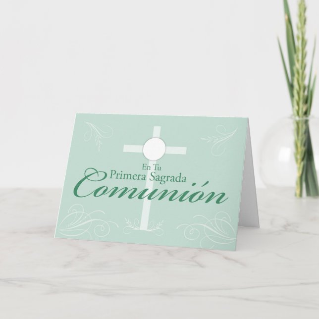 First Communion, Spanish Script on Green Card (Front)