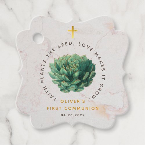 First Communion Succulent Faith Plants the Seed Favor Tags