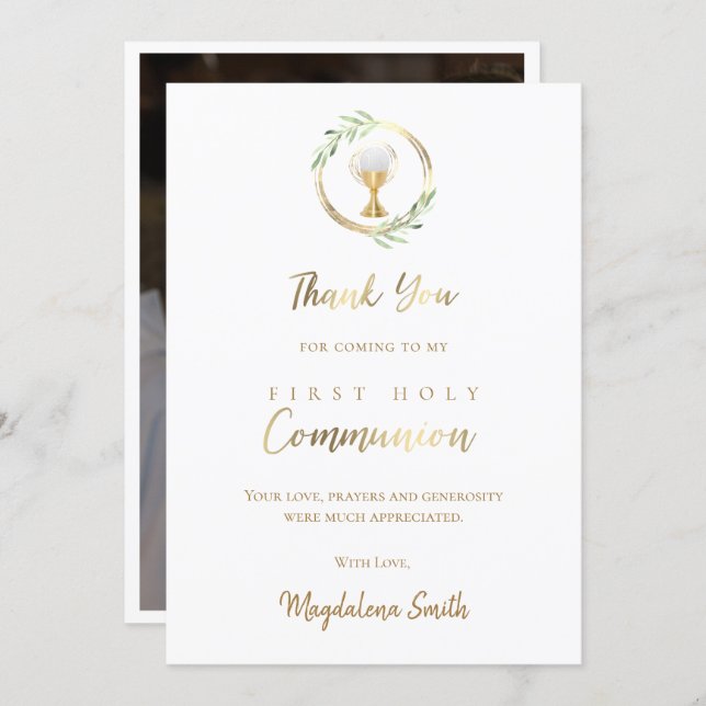 First Communion thank you Card (Front/Back)