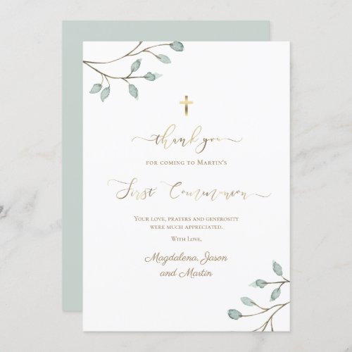 First Communion thank you Card