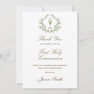 First Communion thank you Card