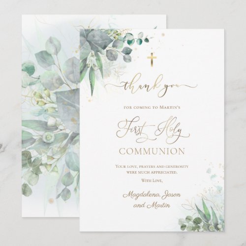 First Communion thank you Card