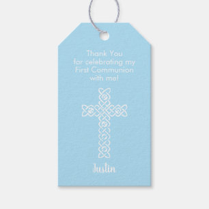 First Communion Thank You Favor Blue Gift Tags