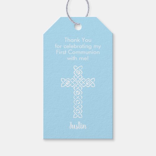 First Communion Thank You Favor Blue Gift Tags