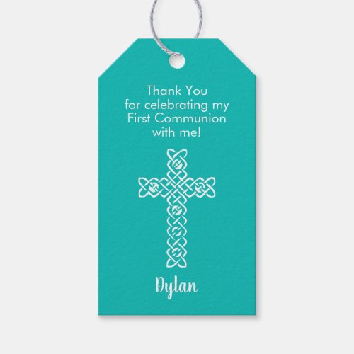 First Communion Thank You Favor Robins Egg Blue Gift Tags