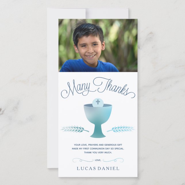First Communion Thank You Photo Card - Custom (Front)