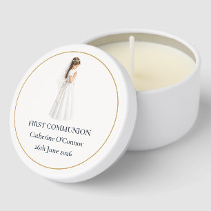 First Communion Watercolor Girl Mini Candle Favors