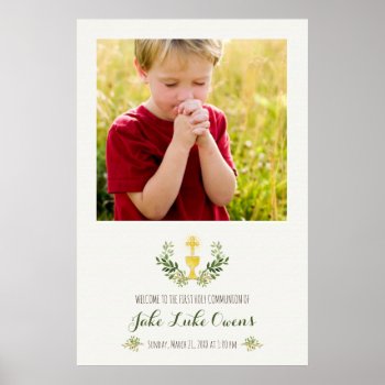 First Communion Welcome Photo Banner/poster Poster by OrangeOstrichDesigns at Zazzle
