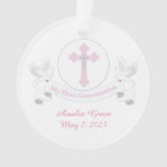 First Communion White Doves With Banner Ornament at Zazzle