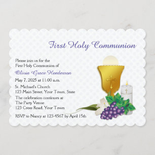 First Communion, White Lace Invitation