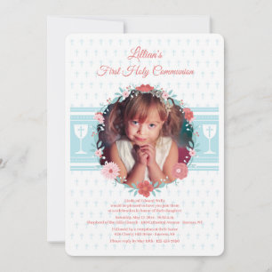 First Communion Wreath Photo Invitation
