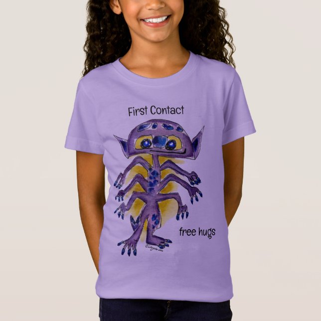 First Contact Free Hugs Purple Alien T-Shirt (Front)