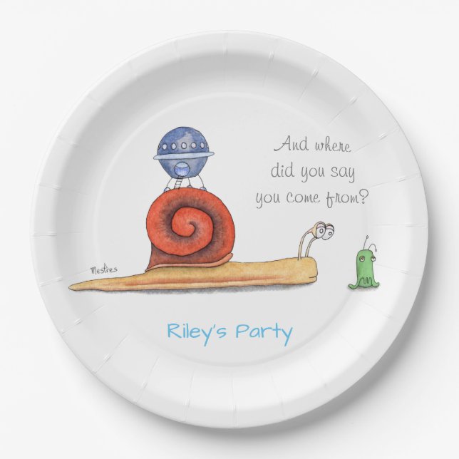 First Contact of Aliens and Snails. Paper Plates (Front)