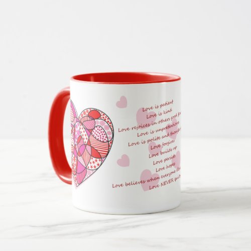 First Corinthians 13 Love Verses Heart Mug