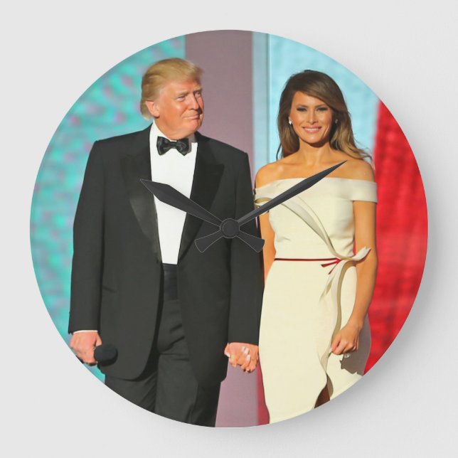First Couple Donald and Melania Trump Inauguration Large Clock (Front)