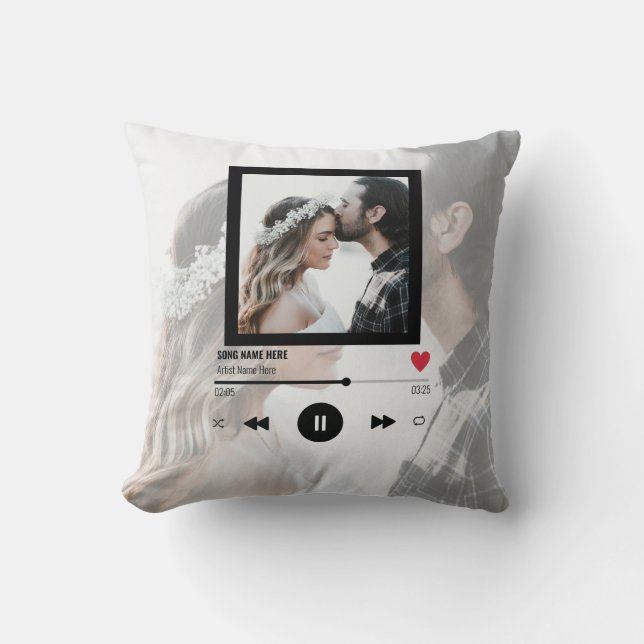 First Dance Song Anniversary Love Photo Collage   Throw Pillow (Front)