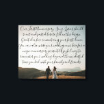 First Dance Song Lyrics Anniversary Gift Vow Photo Canvas Print<br><div class="desc">first dance lyrics present idea, first anniversary gift for newlyweds, first dance gift wedding song, anniversary present from wife husband, couple christmas present 20th 15th, 25th 50th 40th 1st housewarming, wedding vow 5th 10th party, song lyric anniversary wall art, song lyrics wedding vows canvas, newlywed photo gift for couples</div>