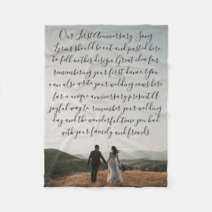 First Dance Song Lyrics Anniversary Gift Vow Photo Fleece Blanket