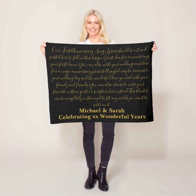 First Dance Song Lyrics Anniversary Gift Vows 10th Fleece Blanket (In Situ)