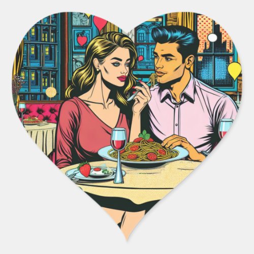 First Date  Spaghettis Dinner Heart Sticker