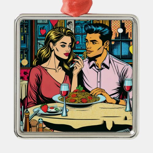 First Date  Spaghettis Dinner Metal Ornament