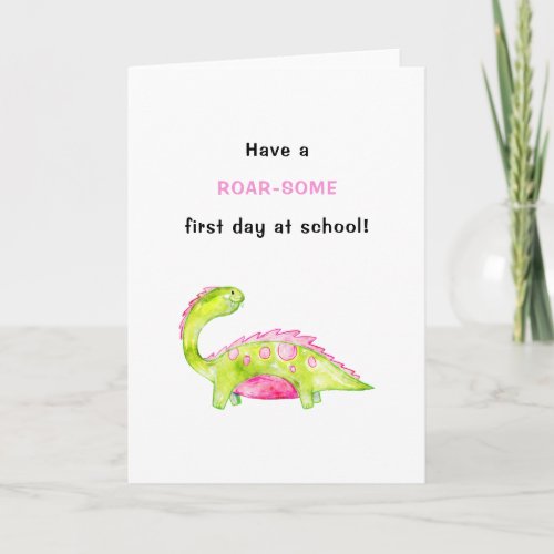 First Day at School Back to School funny dinosaur  Card