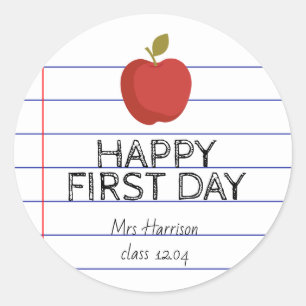 First Day Back to School Teacher Cookie Classic Round Sticker