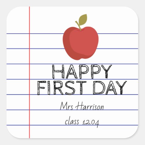 First Day Back to School Teacher Cookie  Square Sticker