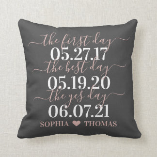 First Day Best Day Yes Day Wedding Date Gift Throw Pillow