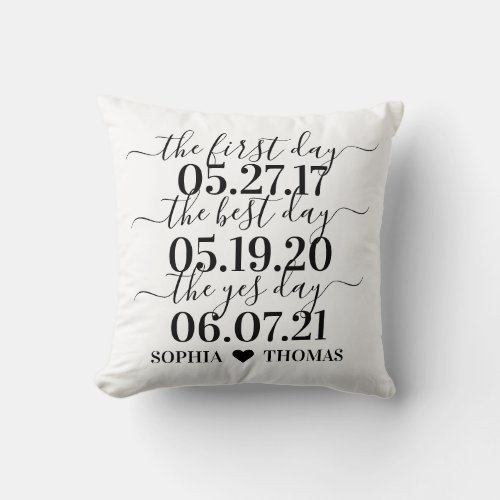 First Day Best Day Yes Day Wedding Date Gift Throw Throw Pillow