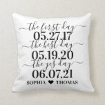 First Day Best Day Yes Day Wedding Date Gift Throw Throw Pillow<br><div class="desc">First Day Best Day Yes Day Wedding Date pillow is the perfect gift for an anniversary party,  or wedding.</div>