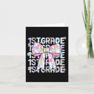First Day Elementary 1st Grade Girls Ribbon Back T Card
