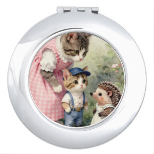 First Day Greetings – Kitten & Hedgehog Compact Mirror