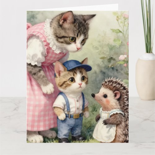 First Day Greetings – Kitten & Hedgehog Letterpress Thank You Card