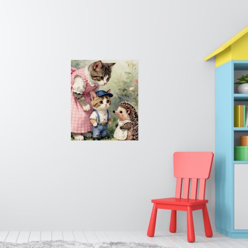 First Day Greetings – Kitten & Hedgehog Poster
