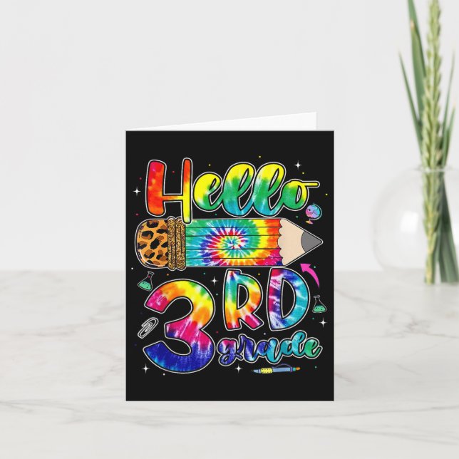 First Day Hello 3rd Grade Back To School Teachers  Card (Front)