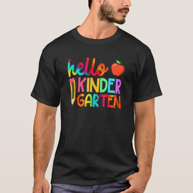 First Day Hello Kindergarten Team Kinder Back To S T-Shirt (Front)