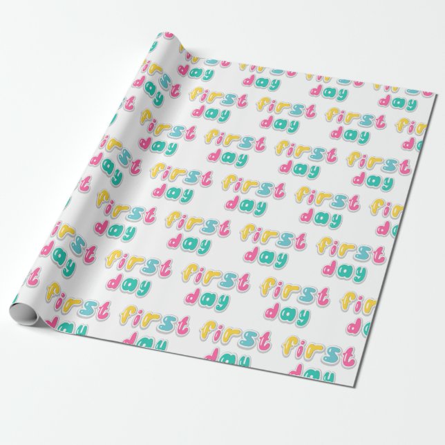 FIRST DAY Kids Bubble Alphabet Wrapping Paper (Unrolled)
