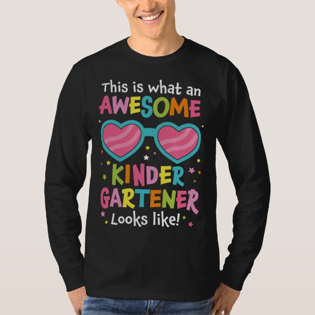 First Day Kindergarten Back to School Awesome Kind T-Shirt (Front)