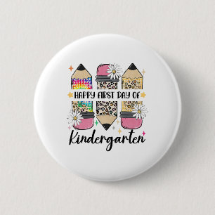 First Day Kindergarten Teacher Leopard Pencil Ck T Button
