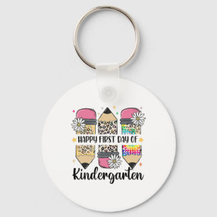 First Day Kindergarten Teacher Leopard Pencil Ck T Keychain