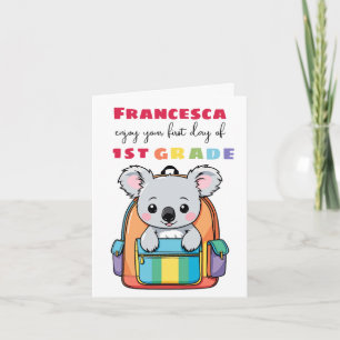 First Day Koala Grade Greeting School Card