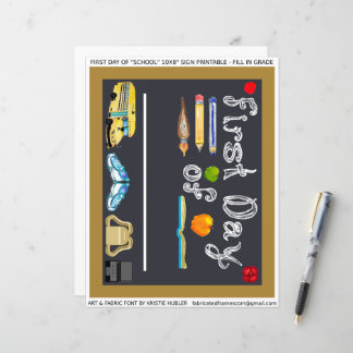 First Day of 10x8" School Sign Letter Sheet