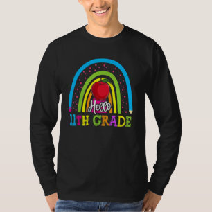 First Day Of 11th Grade Teacher  Back School Rainb T-Shirt