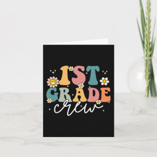 First Day Of 1st Grade Crew Groovy Back To School Card